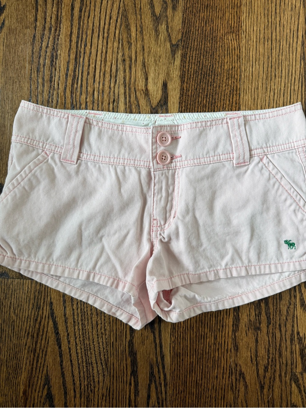 Vintage y2k Abercrombie pink low rise shorts w moose 100% cotton 2